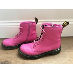 Dr. Doc Martens 1460 Combat Boots Youth Girls Pink Patent Leather, Size Youth 2